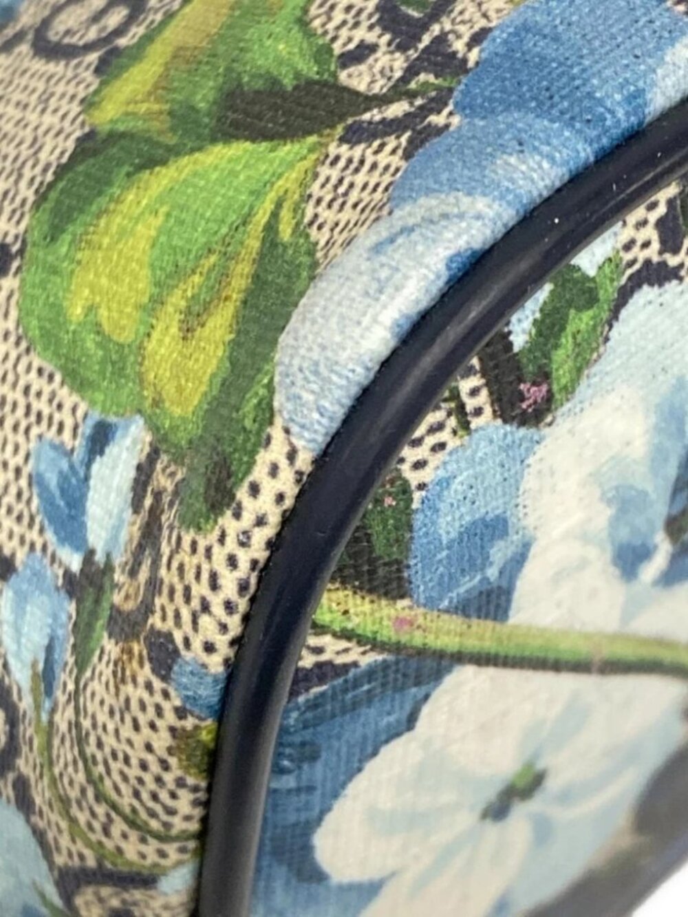 GUCCI GG Blooms 429019 Beige Ebony Navy PVC Leather Handbag - Picture 12 of 15